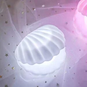 beach themed pearl shell lamp 🐚✨ | led ocean night light | mermaid fairy clamshell lamp | portable bedside light for kids & home décor | random color
