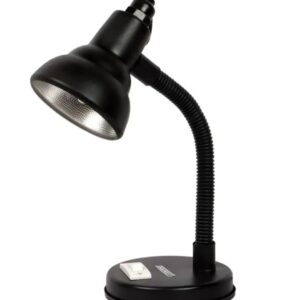 new jyoti chrome neck study lamp for students 💡🖤 | adjustable architect desk lamp for home, office & study table | stainless steel & mild steel body (black–silver)