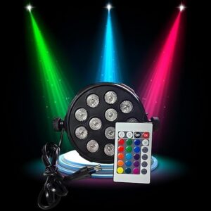 12 led mini dj par disco/club light 🎶 | slim model with remote | indoor lighting for home, diwali, festivals & parties | 15 cm diameter