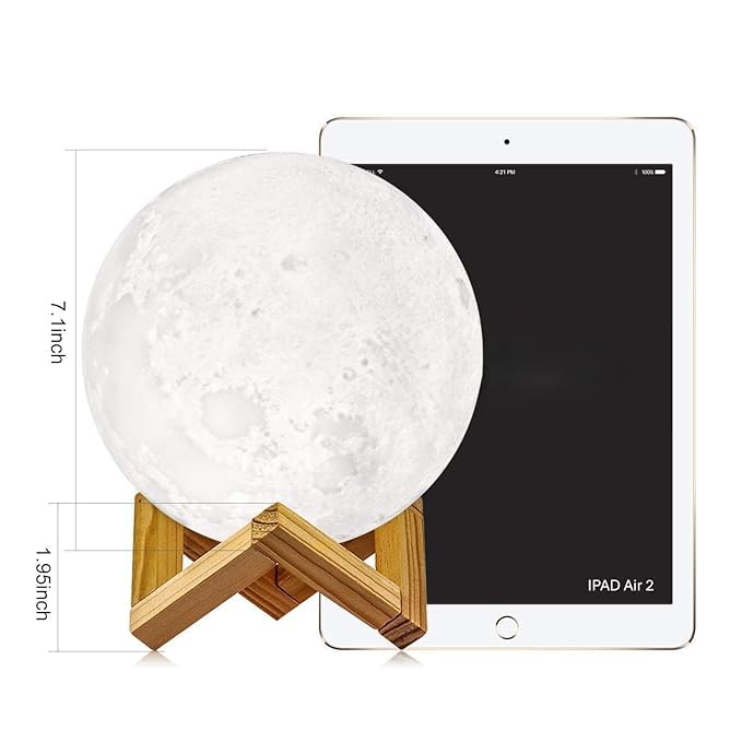 7 color changing 3d moon night lamp ๐โจ | rechargeable led moon light with wooden stand | bedroom night lamp for kids, adults & home dรฉcor (15cm) 7 color changing 3d moon night lamp ๐โจ | rechargeable led moon light with wooden stand | bedroom night lamp for kids, adults & home dรฉcor (15cm)