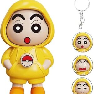 shinchan face changing keychain – cute cartoon key ring with three expressions | anime gift for kids & fans