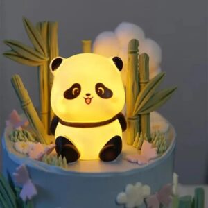 bloombec cute mini panda night light lamp | soft yellow led | adorable battery powered bedside lamp for kids, girls, boys & teens | perfect birthday, christmas & valentine gift