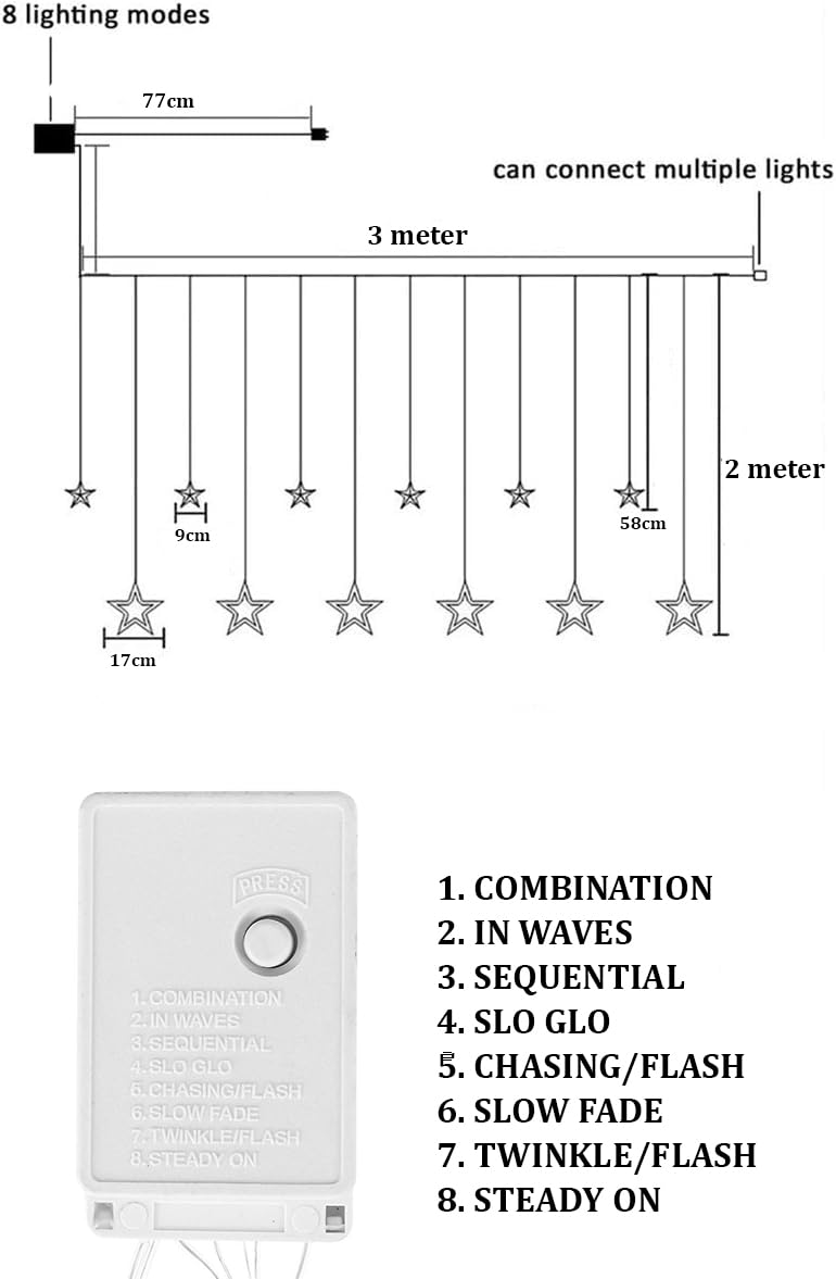 wire me safe led warm white star curtain light | ip65 water resistant fairy string light | wall, party, diwali, wedding & home decoration ๐๐ก๐ wire me safe led warm white star curtain light | ip65 water resistant fairy string light | wall, party, diwali, wedding & home decoration ๐๐ก๐