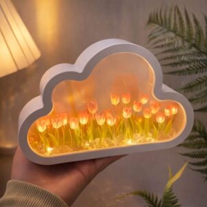 tulip lamp night light π· | led tulip ball decoration | glass & plastic night lamp for bedroom, office, home, desktop table decor & gifts