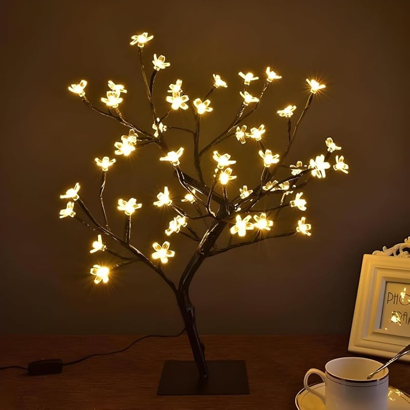 silicone cherry blossom led twig tree lamp 🌸✨ | light up flower bonsai decoration | waterproof table lamp for bedroom, living room & christmas décor silicone cherry blossom led twig tree lamp 🌸✨ | light up flower bonsai decoration | waterproof table lamp for bedroom, living room & christmas décor