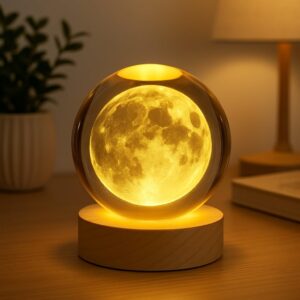 3d glass astronomy ball night lamp 🌙🔮✨ with led touch base | solar system fantasy decoration | colorful moon light for living room | dolphin design crystal lamp