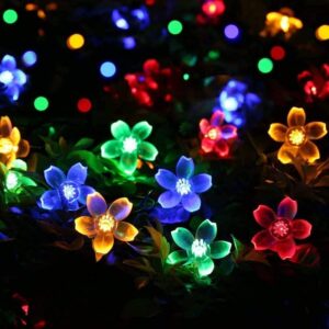 silicone flower 14 led fairy string lights 🌸✨ | 5.6 meter multicolor decorative led lights for indoor & outdoor festivals, weddings, parties & home décor | corded electric