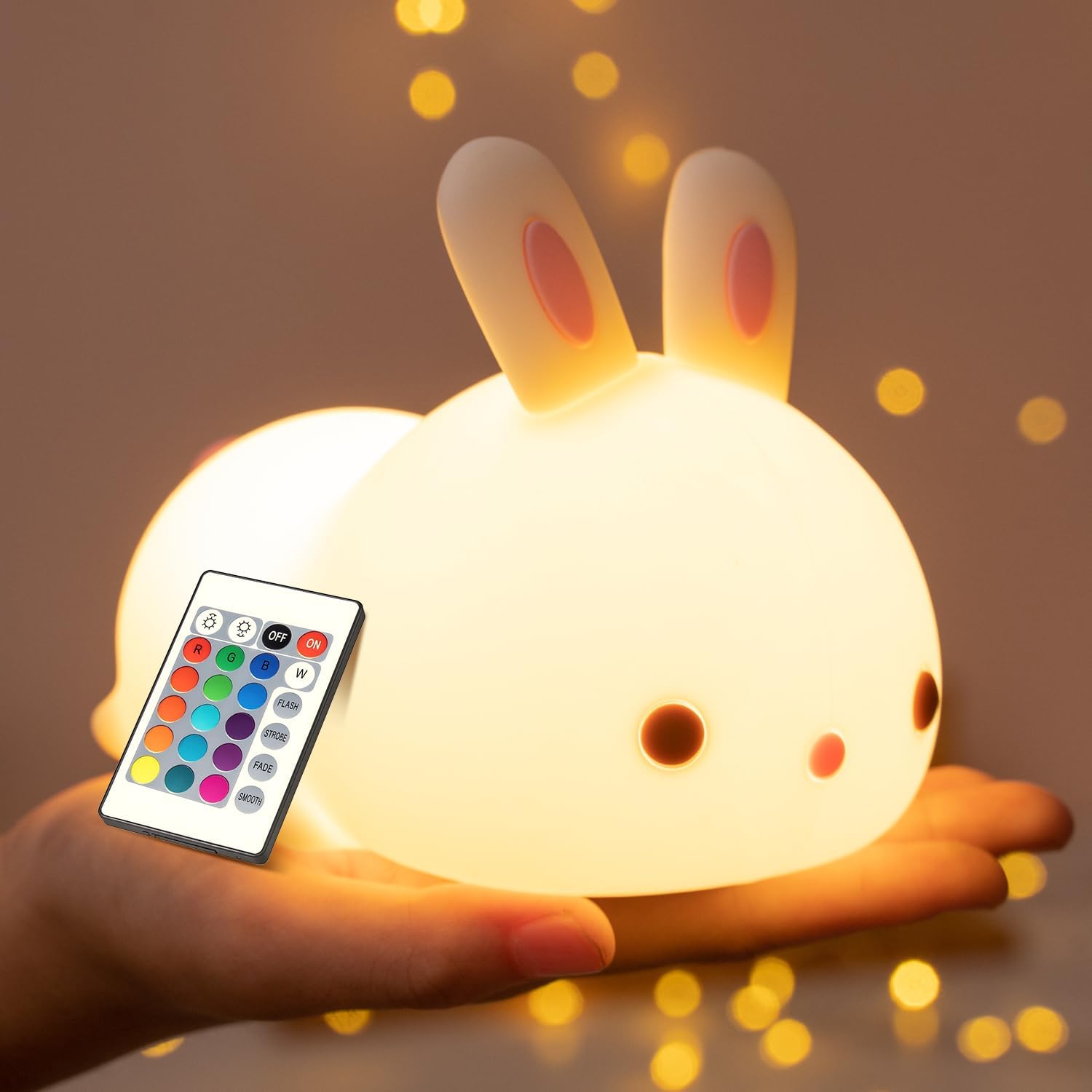 cute bunny shape 7 color silicone night lamp | tap control | usb rechargeable soft led night light for kids bedroom & nursery decor cute bunny shape 7 color silicone night lamp | tap control | usb rechargeable soft led night light for kids bedroom & nursery decor