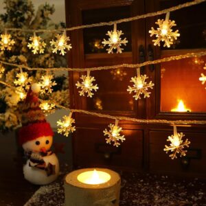 snow flakes string lights βοΈ | 14 led warm white, 3 meter decorative light for indoor & outdoor use | pack of 1