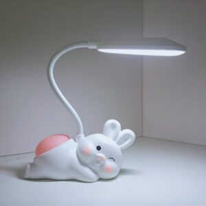 cute cartoon study desk lamp for kids girls 💡🎀✨ | rechargeable usb led table lamp with rgb night light | eye protective study lamp for students & kids room