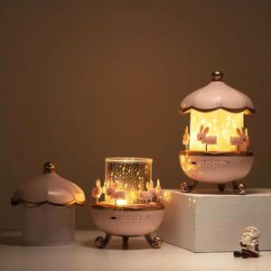 wood toys rabbit sky's projector night light 🌙🐇 | 360° rotating star lamp with 6 films, 5 led colors & rechargeable battery | kids room, birthday & diwali gift