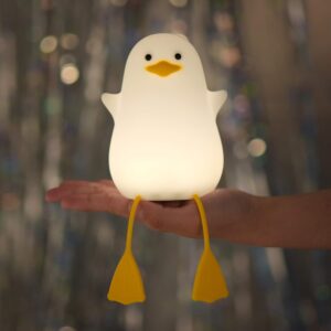 cute duck night light | squishy silicone dimmable duck lamp | rechargeable led nursery nightlight with 20 minute timer & tap control for kids, baby & toddler bedroom decor ๐ฆ๐ก๐
