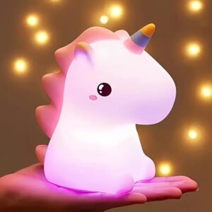 rechargeable baby unicorn silicone night lamp | touch sensor 7 color led light | cute nursery bedside lamp for kids, babies & toddlers 🦄💡🌙