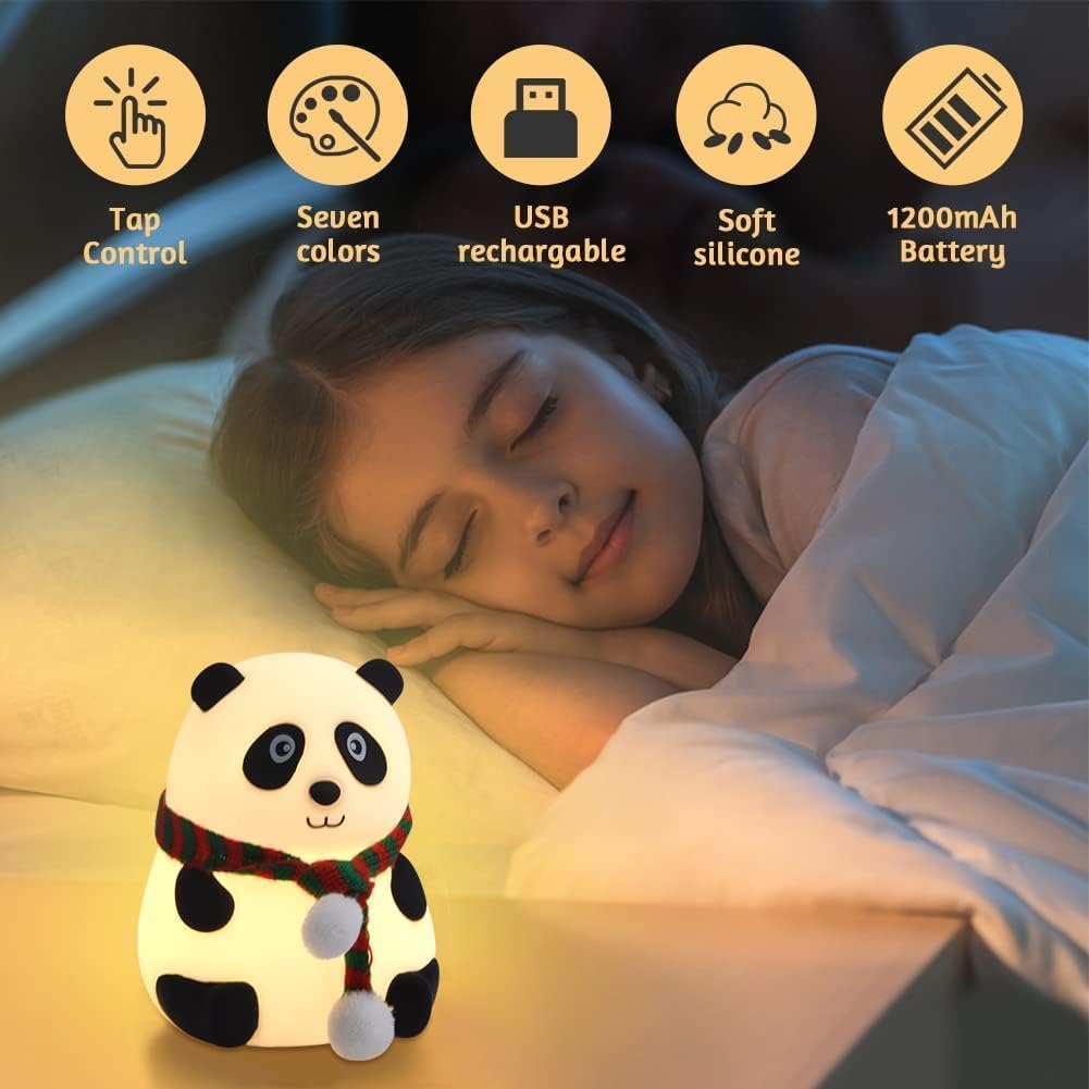 panda night lamp โ close eyes | soft silicone touch led light | rechargeable bedside lamp for kids | cute panda gift for boys & girls ๐ผ๐ก๐ panda night lamp โ close eyes | soft silicone touch led light | rechargeable bedside lamp for kids | cute panda gift for boys & girls ๐ผ๐ก๐