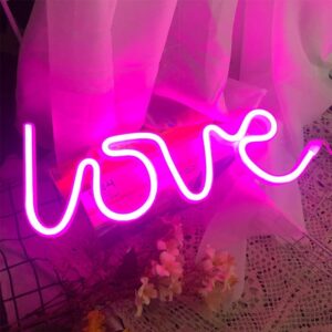love neon led light sign 💖 | usb & battery powered | pink love lamp for room, table, party & gifts | romantic neon light décor