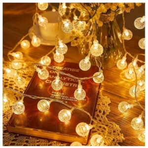 crystal ball string lights 14 led 🌟 | plug in decorative fairy lights for diwali, christmas, parties, weddings & home décor | warm white (3 meters)