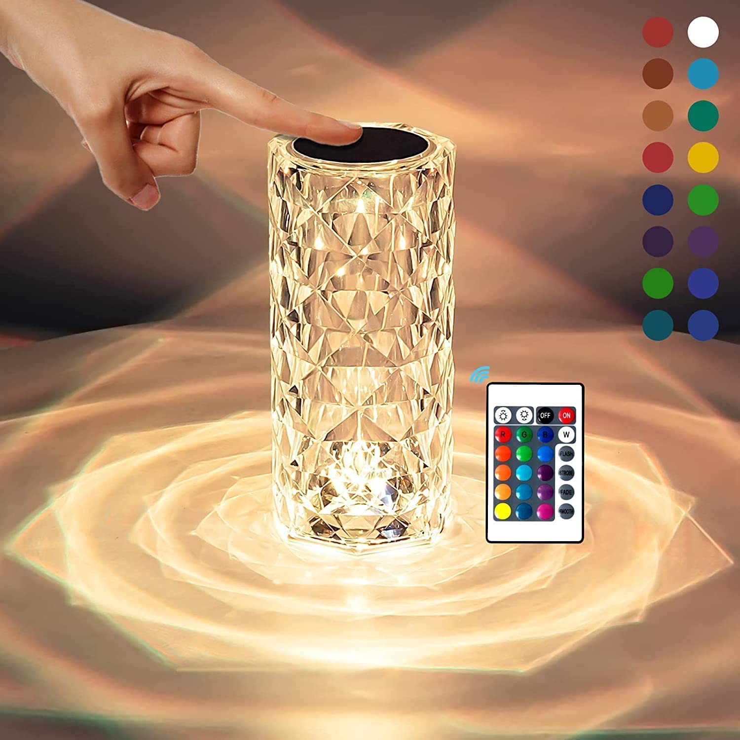 16 color rose diamond touch lamp ๐๐โจ | usb rechargeable crystal table lamp with remote | touch sensor led night light for bedroom, living room & decor 16 color rose diamond touch lamp ๐๐โจ | usb rechargeable crystal table lamp with remote | touch sensor led night light for bedroom, living room & decor