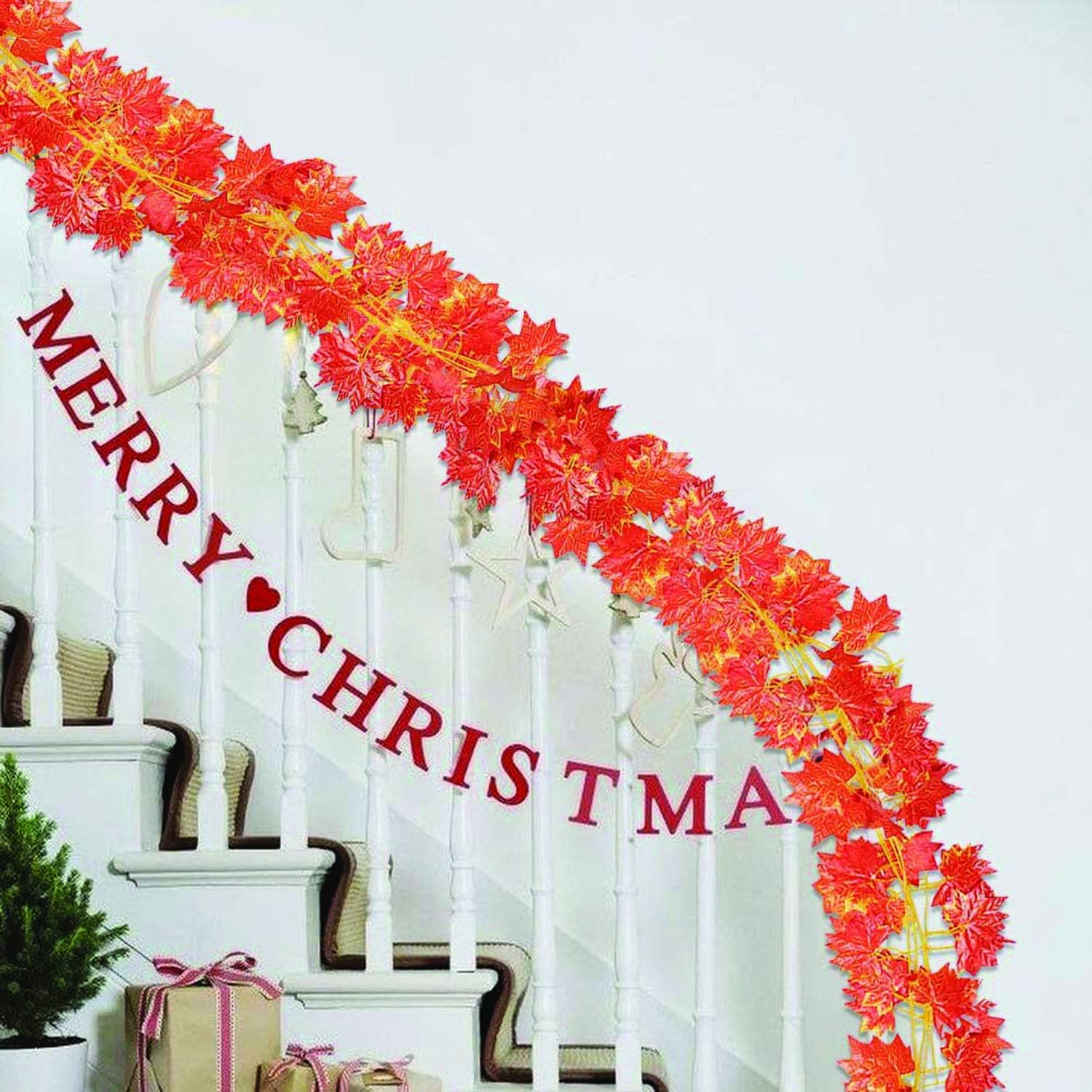 artificial maple vines with 100 led usb string lights | pack of 4 maple leaf vines (7 ft each, total 28 ft) 🍁💡 | 10 m fairy lights for wall, room, window, party & festival décor artificial maple vines with 100 led usb string lights | pack of 4 maple leaf vines (7 ft each, total 28 ft) 🍁💡 | 10 m fairy lights for wall, room, window, party & festival décor