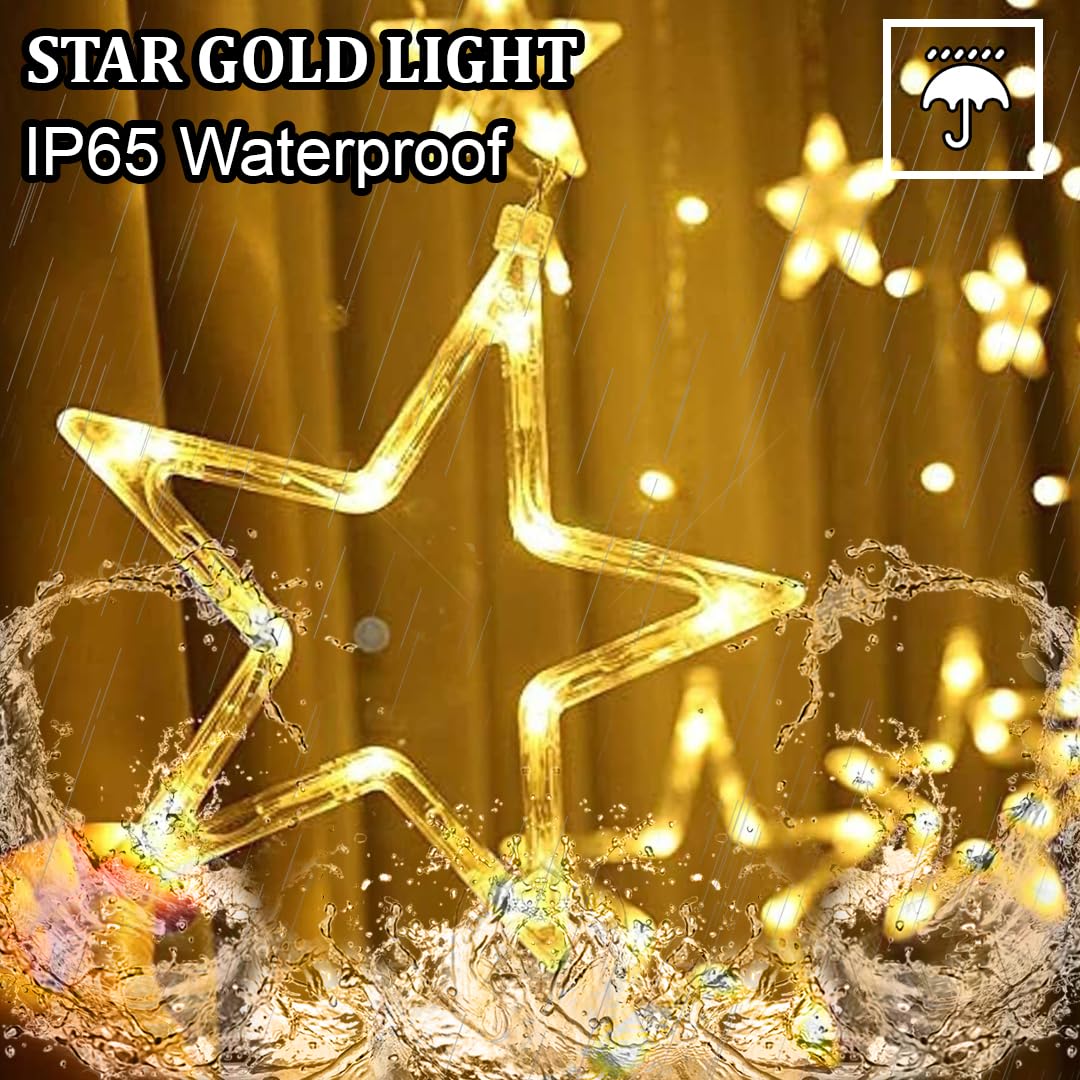 wire me safe led warm white star curtain light | ip65 water resistant fairy string light | wall, party, diwali, wedding & home decoration ๐๐ก๐ wire me safe led warm white star curtain light | ip65 water resistant fairy string light | wall, party, diwali, wedding & home decoration ๐๐ก๐