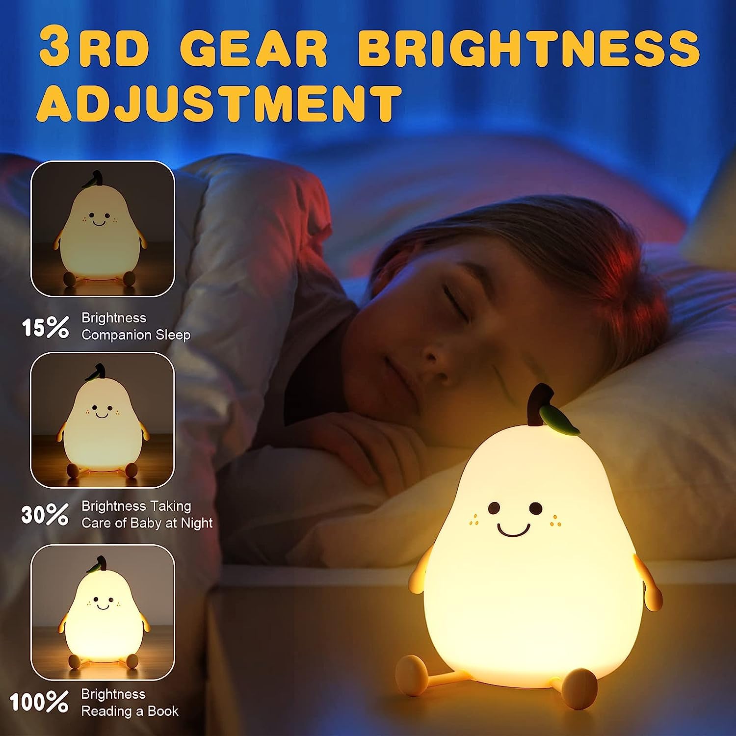 cozypear led night lamp โ 7 color silicone pear light for kids | touch control rechargeable nursery lamp | cute bedside light for boys & girls ๐๐ก๐ cozypear led night lamp โ 7 color silicone pear light for kids | touch control rechargeable nursery lamp | cute bedside light for boys & girls ๐๐ก๐