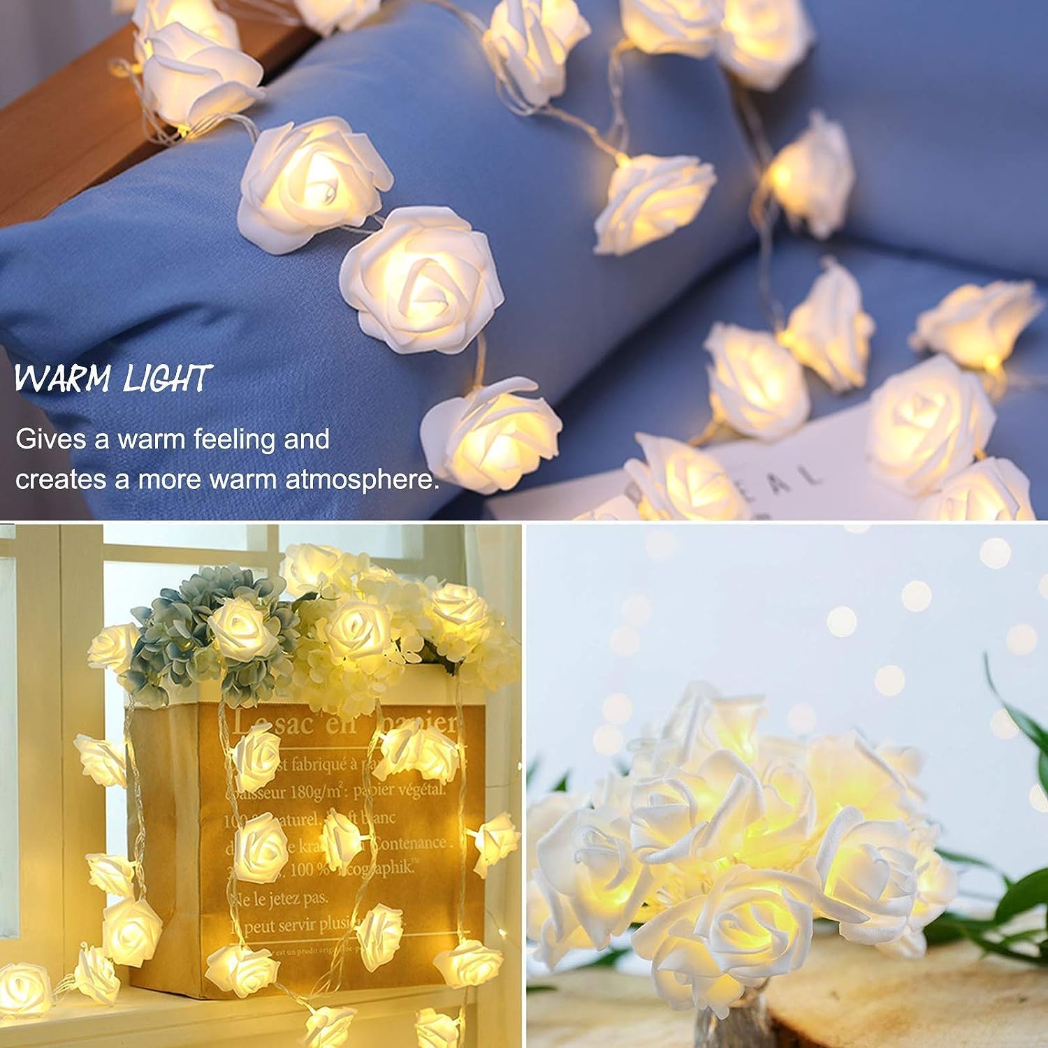 white rose led flower string light | 14 led, 3 meter romantic fairy string lights ๐ค๐น | indoor & outdoor home, wedding, festival & party decoration white rose led flower string light | 14 led, 3 meter romantic fairy string lights ๐ค๐น | indoor & outdoor home, wedding, festival & party decoration
