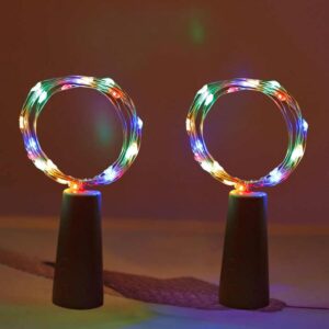 20 led 2 meter battery operated copper wire bottle cork lights | multicolor decorative string lights for home, festival, birthday & anniversary 🎉💡🌈