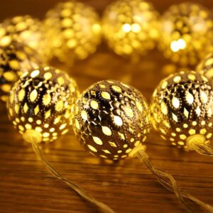 14led 3m diwali decoration metal ball light 🌟 | moroccan ball string led light for home, room, balcony & party décor – warm white