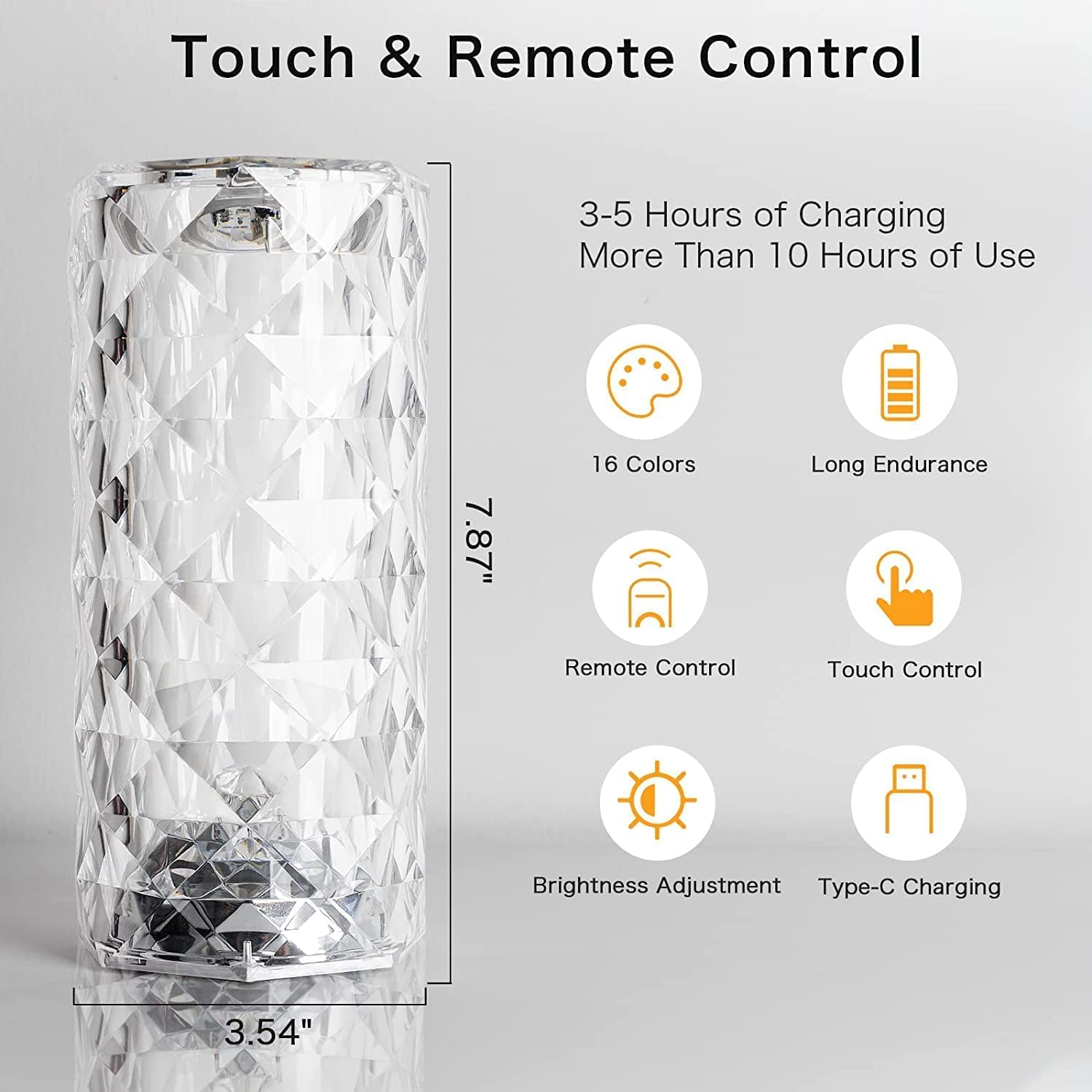 16 color rose diamond touch lamp ๐๐โจ | usb rechargeable crystal table lamp with remote | touch sensor led night light for bedroom, living room & decor 16 color rose diamond touch lamp ๐๐โจ | usb rechargeable crystal table lamp with remote | touch sensor led night light for bedroom, living room & decor