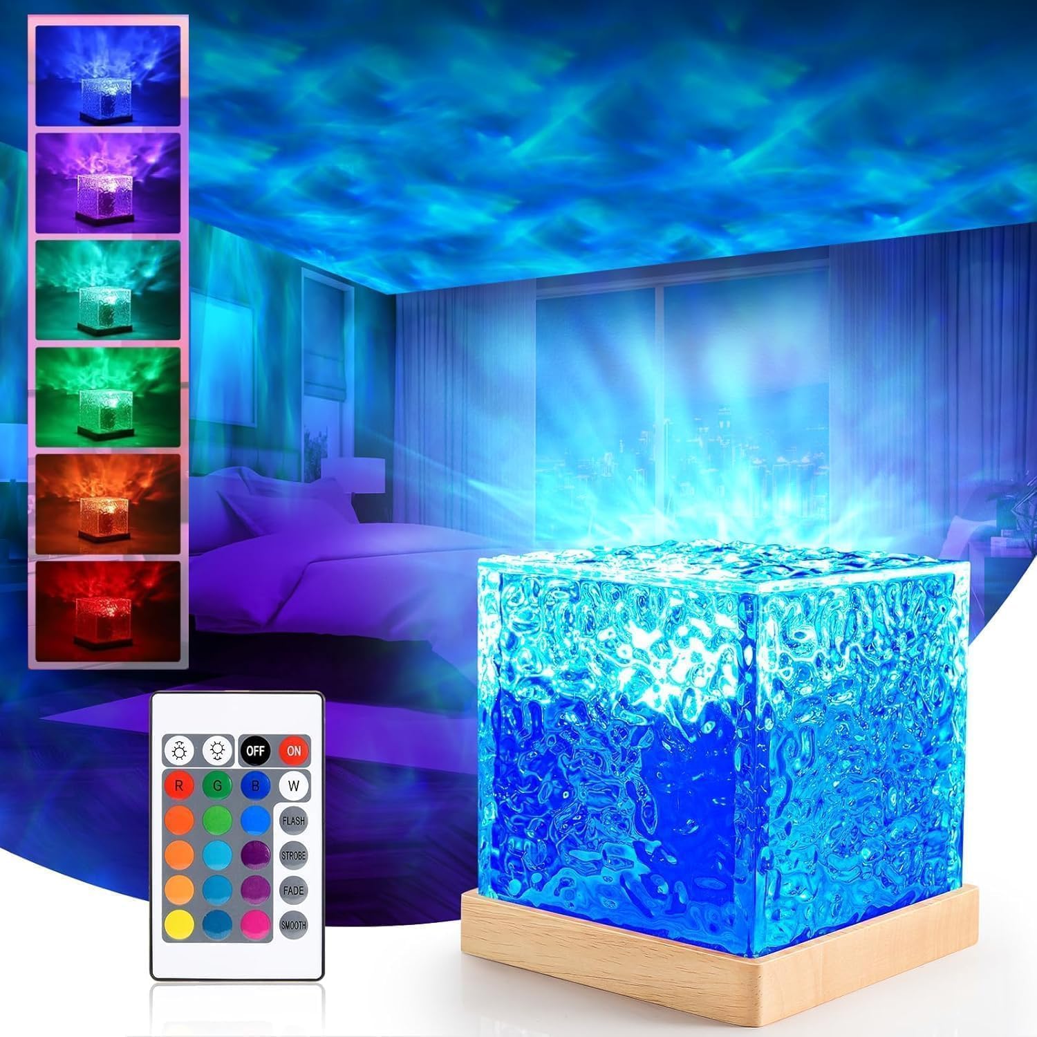 ocean wave projector light ๐โจ | 3d water wave led night lamp | 16 mode ambient crystal projection light | romantic bedside lamp for bedroom & home dรฉcor ocean wave projector light ๐โจ | 3d water wave led night lamp | 16 mode ambient crystal projection light | romantic bedside lamp for bedroom & home dรฉcor