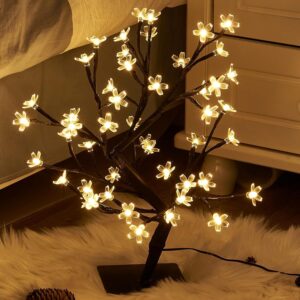 silicone cherry blossom led twig tree lamp 🌸✨ | light up flower bonsai decoration | waterproof table lamp for bedroom, living room & christmas décor