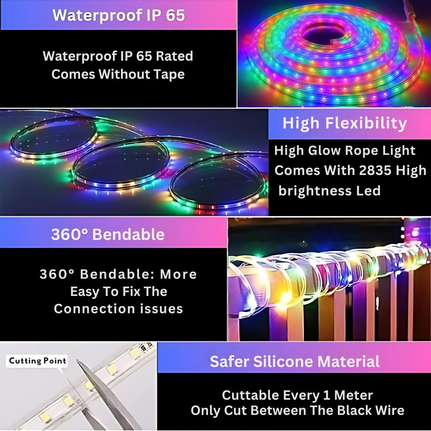 10 meter rope/pipe light 🌈 | multicolor led strip for home décor, diwali, festivals & party lighting | actual length 8m 10 meter rope/pipe light 🌈 | multicolor led strip for home décor, diwali, festivals & party lighting | actual length 8m