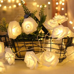 rose decorative fairy string lights 🌹✨ | 14 led warm white steady glow | 4m long white rose design with 2 pin plug | perfect for home & event décor
