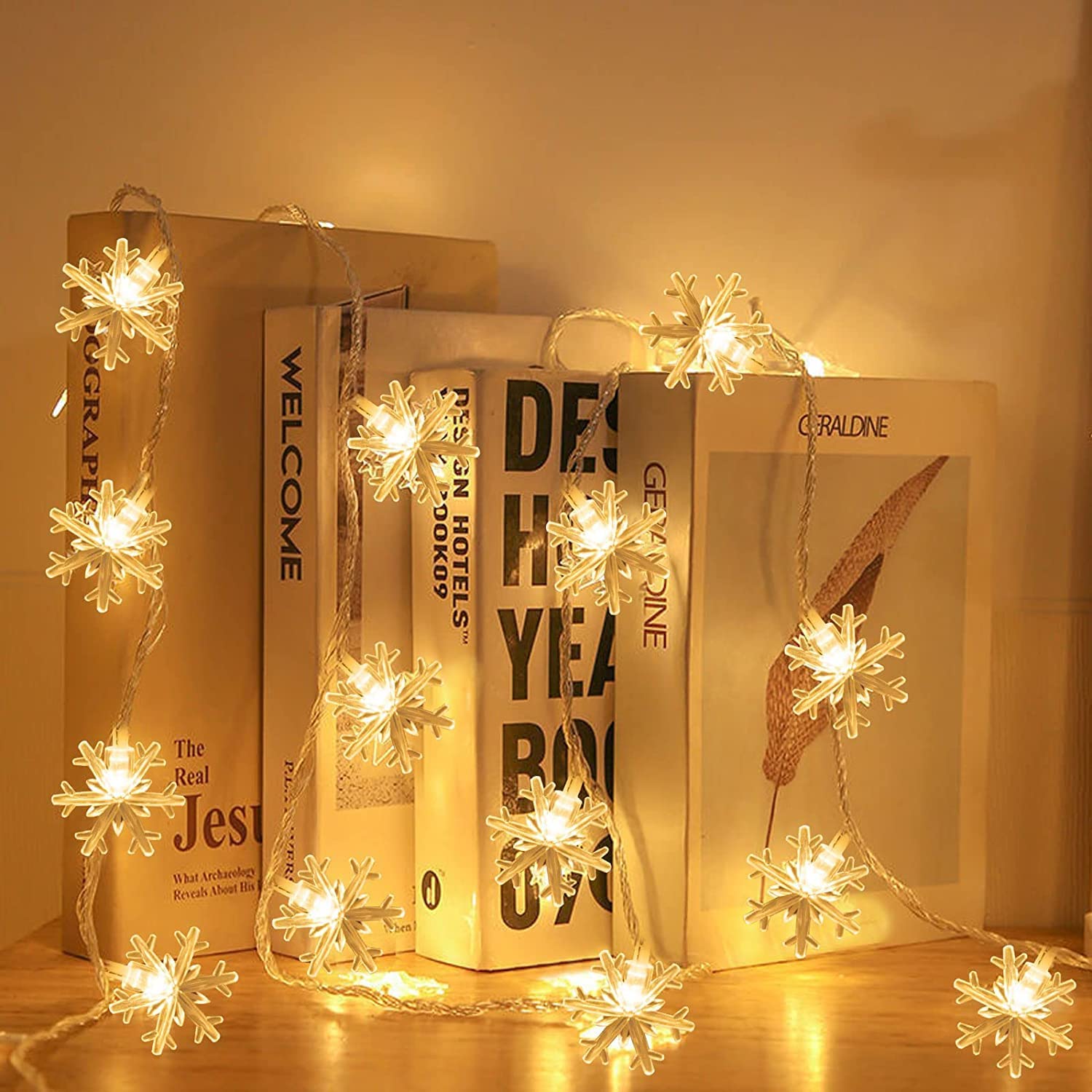 snow flakes string lights โ๏ธ | 14 led warm white, 3 meter decorative light for indoor & outdoor use | pack of 1 snow flakes string lights โ๏ธ | 14 led warm white, 3 meter decorative light for indoor & outdoor use | pack of 1