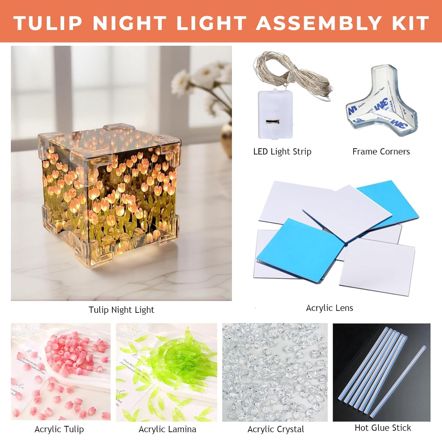 tulip cube mirror lamp ๐ทโจ | 20 led tulip flowers | 2 in 1 mirror & decorative table lamp | bedroom & living room ambient light | aesthetic gift tulip cube mirror lamp ๐ทโจ | 20 led tulip flowers | 2 in 1 mirror & decorative table lamp | bedroom & living room ambient light | aesthetic gift
