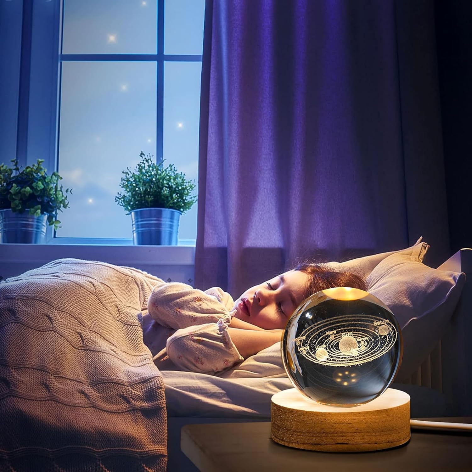 galaxy 3d crystal ball night light 🔮✨ | led usb wooden base lamp | cosmic engraved crystal sphere for kids, teens & home décor galaxy 3d crystal ball night light 🔮✨ | led usb wooden base lamp | cosmic engraved crystal sphere for kids, teens & home décor
