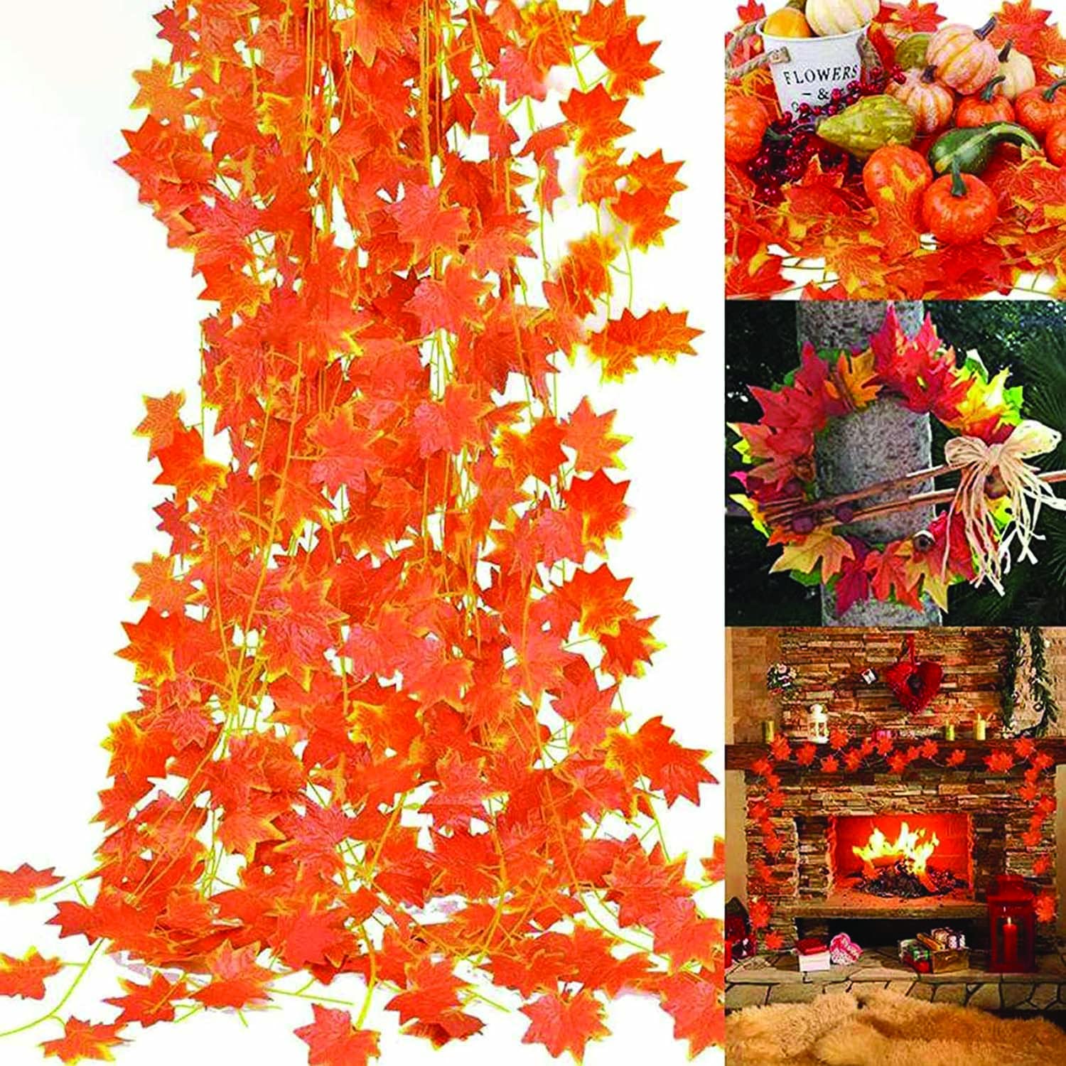 artificial maple vines with 100 led usb string lights | pack of 4 maple leaf vines (7 ft each, total 28 ft) 🍁💡 | 10 m fairy lights for wall, room, window, party & festival décor artificial maple vines with 100 led usb string lights | pack of 4 maple leaf vines (7 ft each, total 28 ft) 🍁💡 | 10 m fairy lights for wall, room, window, party & festival décor