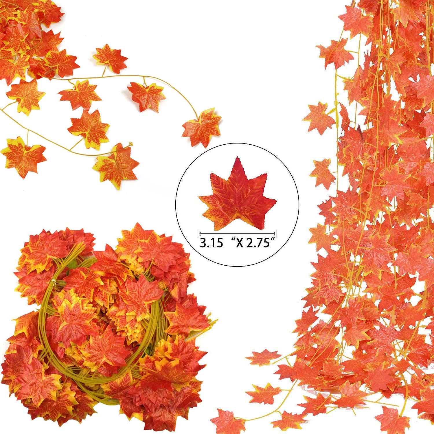 artificial maple vines with 100 led usb string lights | pack of 4 maple leaf vines (7 ft each, total 28 ft) 🍁💡 | 10 m fairy lights for wall, room, window, party & festival décor artificial maple vines with 100 led usb string lights | pack of 4 maple leaf vines (7 ft each, total 28 ft) 🍁💡 | 10 m fairy lights for wall, room, window, party & festival décor