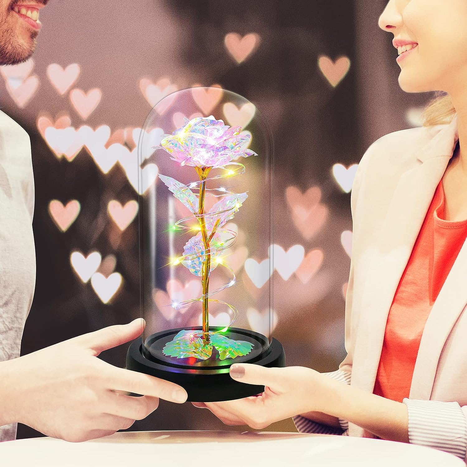 colorful rainbow rose light up gift in acrylic dome 🌹✨🦋 | led rose flower gift for women | valentine’s, anniversary, wedding & birthday gift colorful rainbow rose light up gift in acrylic dome 🌹✨🦋 | led rose flower gift for women | valentine’s, anniversary, wedding & birthday gift